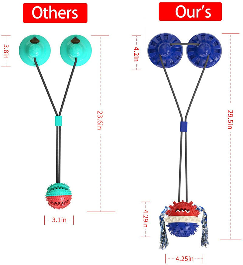 Powerful chew dog chew toy with suction cup to secure the toy