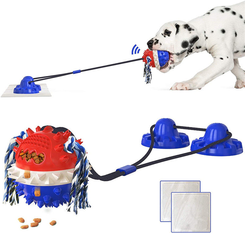 Powerful chew dog chew toy with suction cup to secure the toy