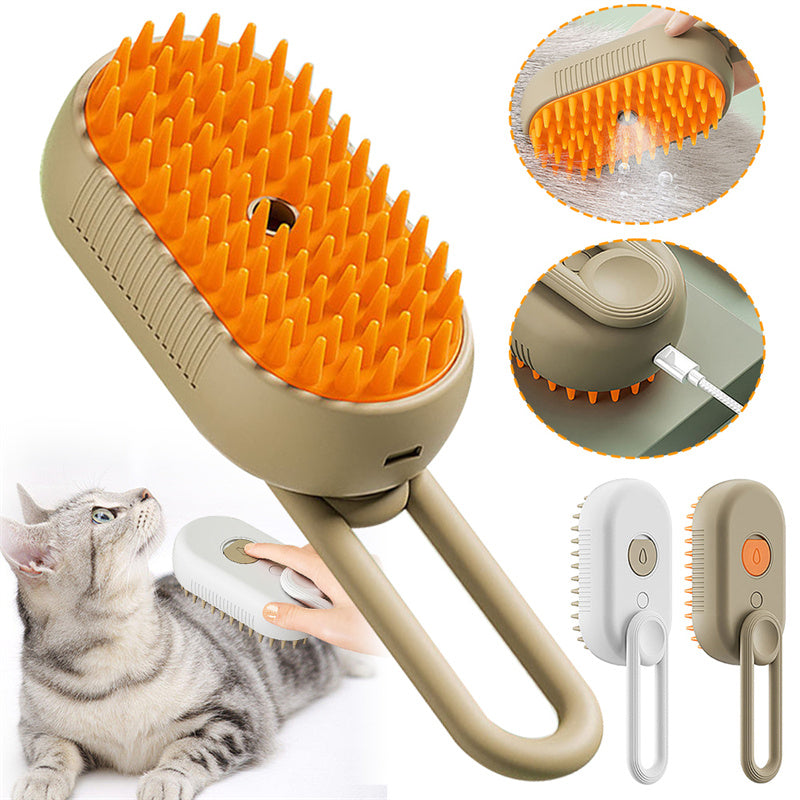 Professional 3-in-1 Electric Steam Brush for Pet Grooming